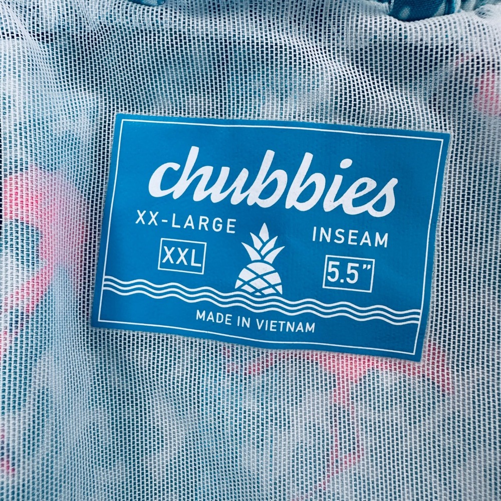 Chubbies Mens 2XL 5.5" Mesh Lined Domingos Are For Flamingos Swim Trunks Blue - Picture 4 of 14